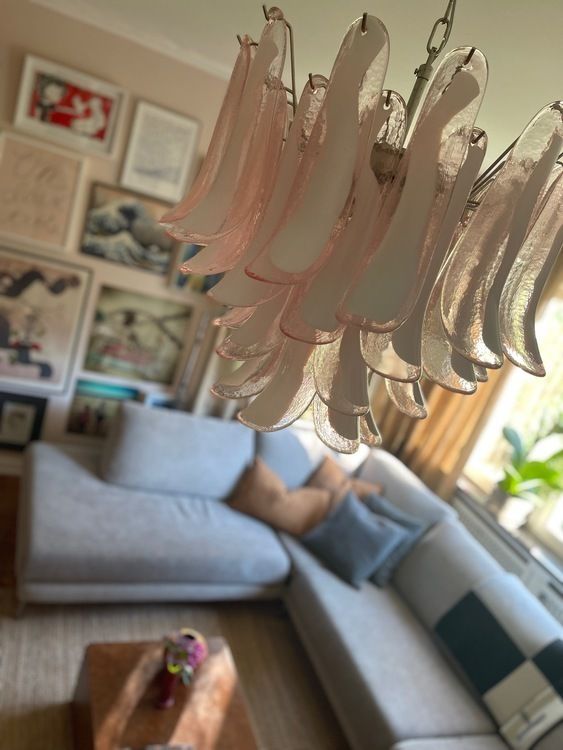 Murano Glass Chandelier Pink 'Mazzega'. Medium Size. photo 1859.0
