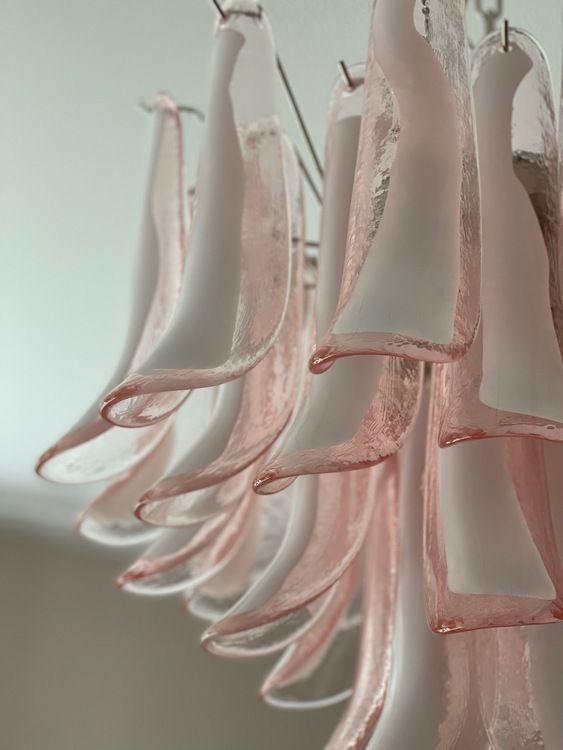 photo for sale Murano Glass Chandelier Pink 'Mazzega'. Medium Size.