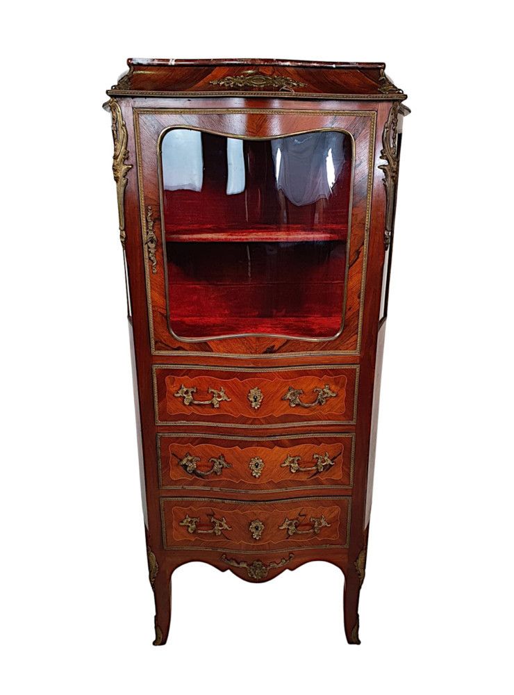 A Fine French 19th Century Serpentine Marble Top Display Cabinet