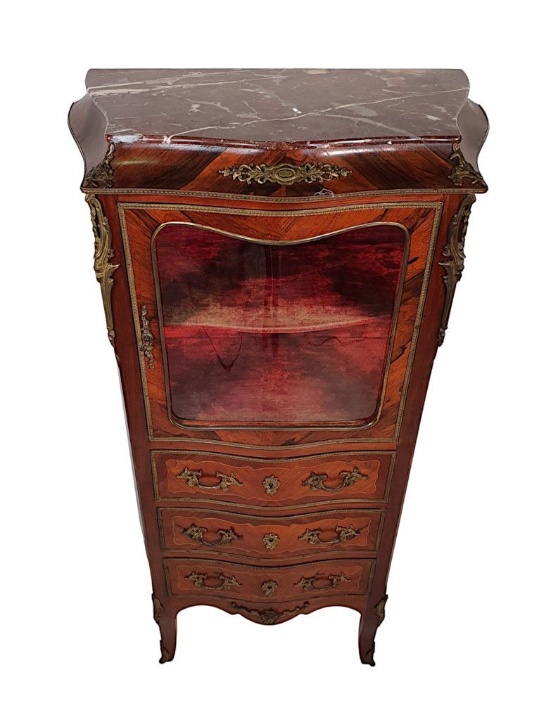 A Fine French 19th Century Serpentine Marble Top Display Cabinet photo for sale