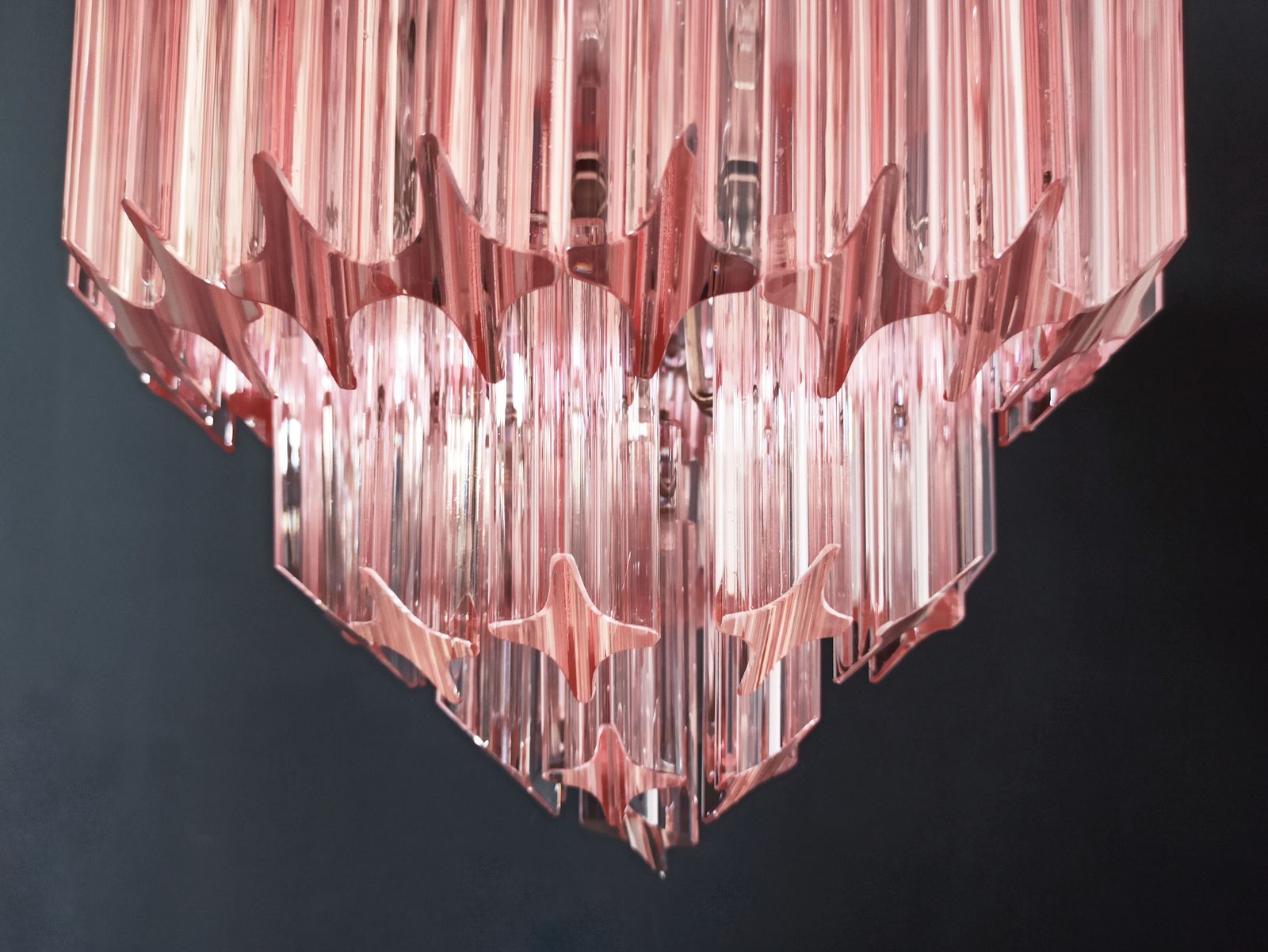 photo for sale Murano Glass Chandelier    112 Pink Quadriedri