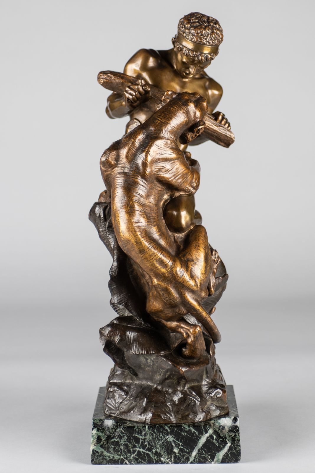 A Stunning 19th Century French Bronze Sculpture Of A Man Fighting A Tiger, Signed E.Drouot photo Art