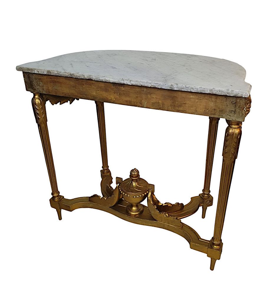 A Fine 19th Century Carrara White Marble Top Giltwood Console Table photo buy