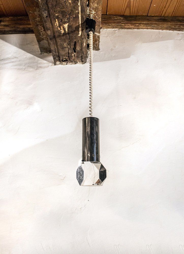 Ceiling Lamp In Steel And Acrylic Glass, Italy, 1970s