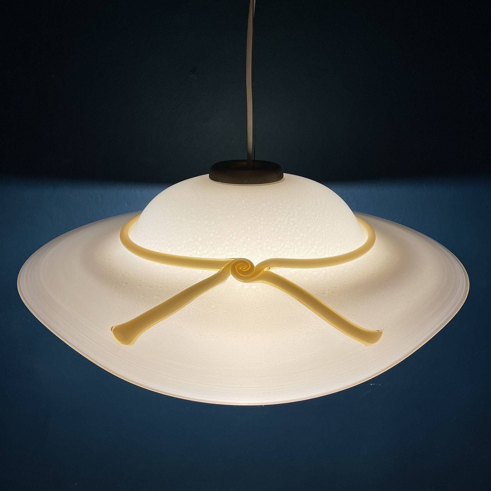 Murano Pendant Lamp Woman's Wide Brim Hat Italy 1970s Mid Century Italian Lighting photo for sale