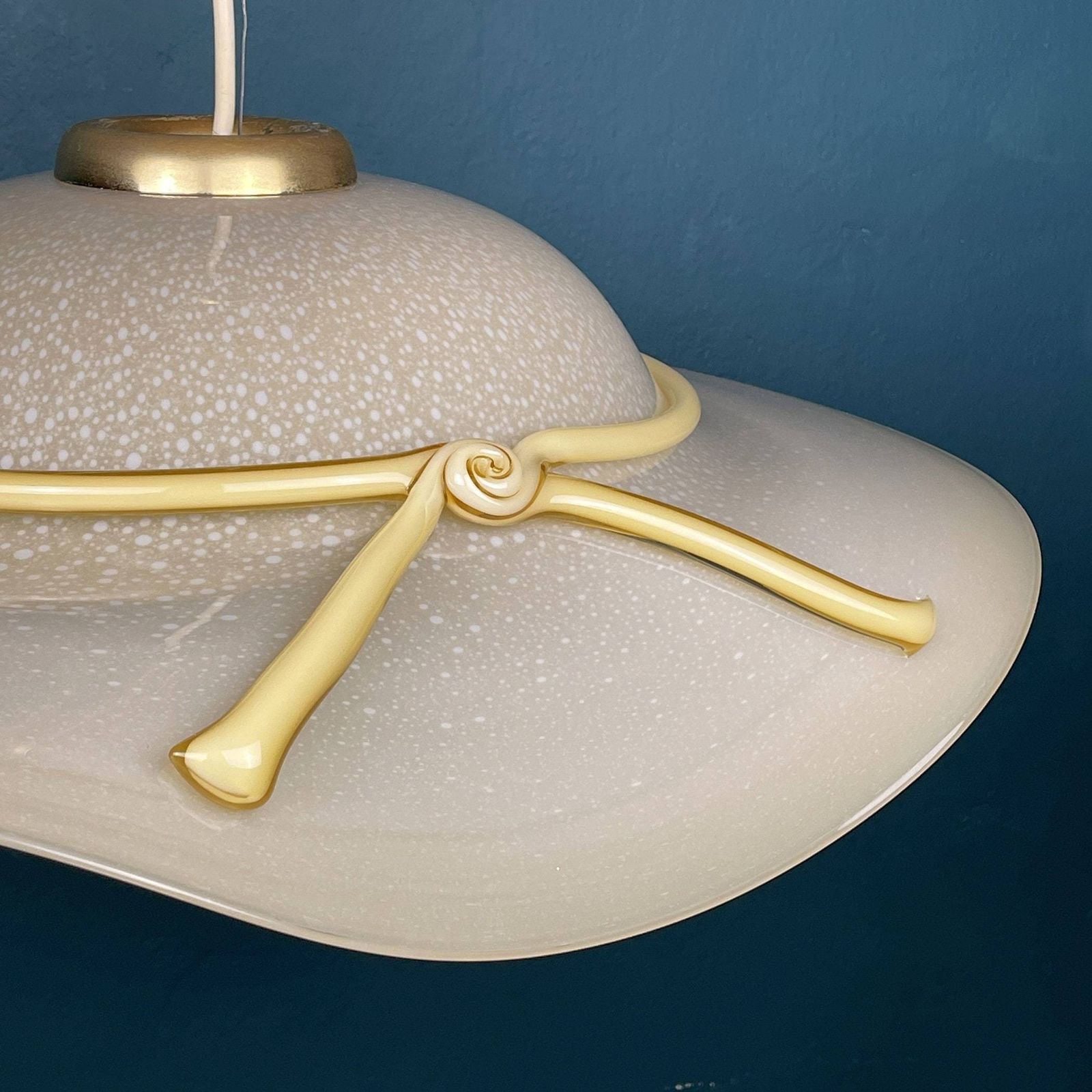 Murano Pendant Lamp Woman's Wide Brim Hat Italy 1970s Mid Century Italian Lighting photo Lighting