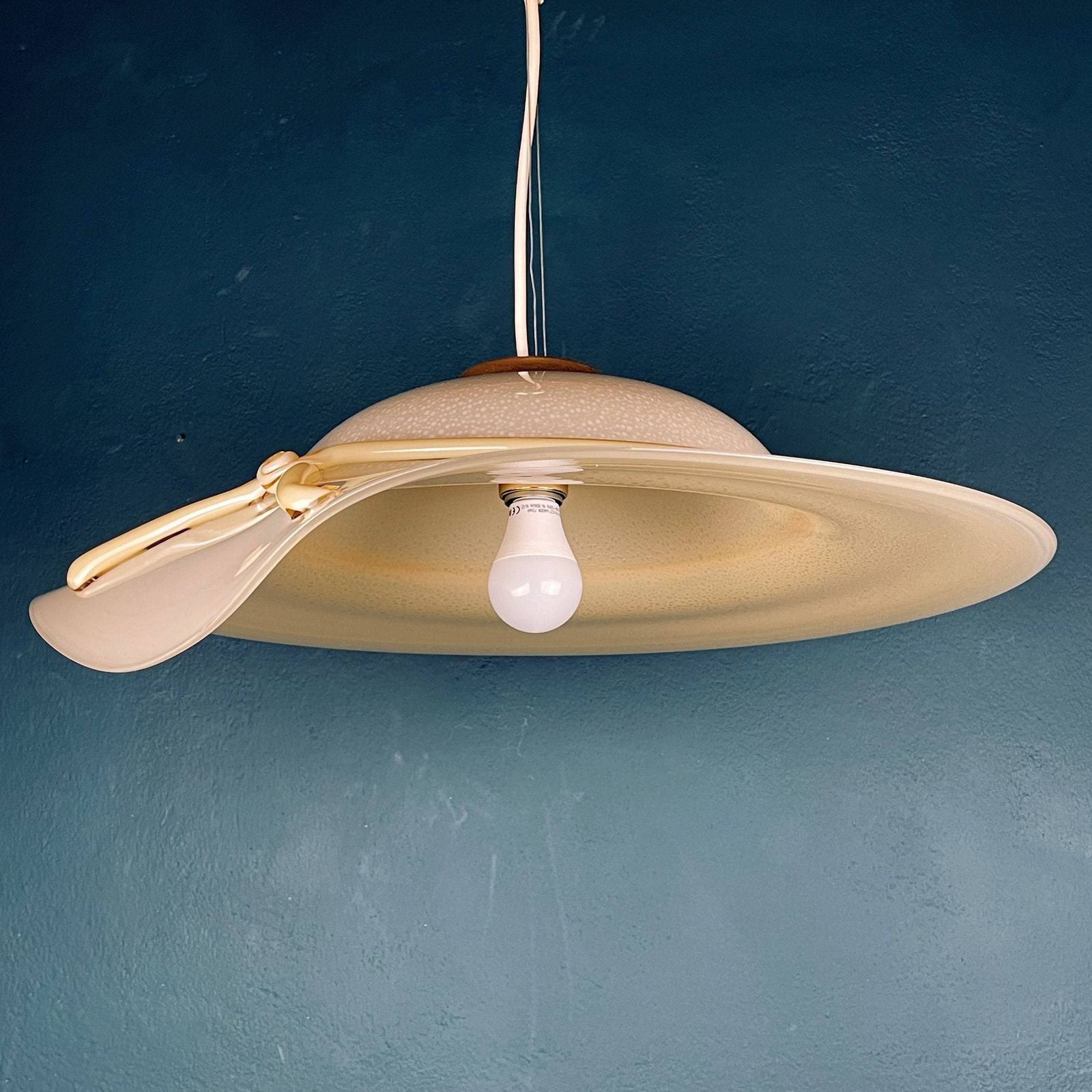 Murano Pendant Lamp Woman's Wide Brim Hat Italy 1970s Mid Century Italian Lighting photo 678.0