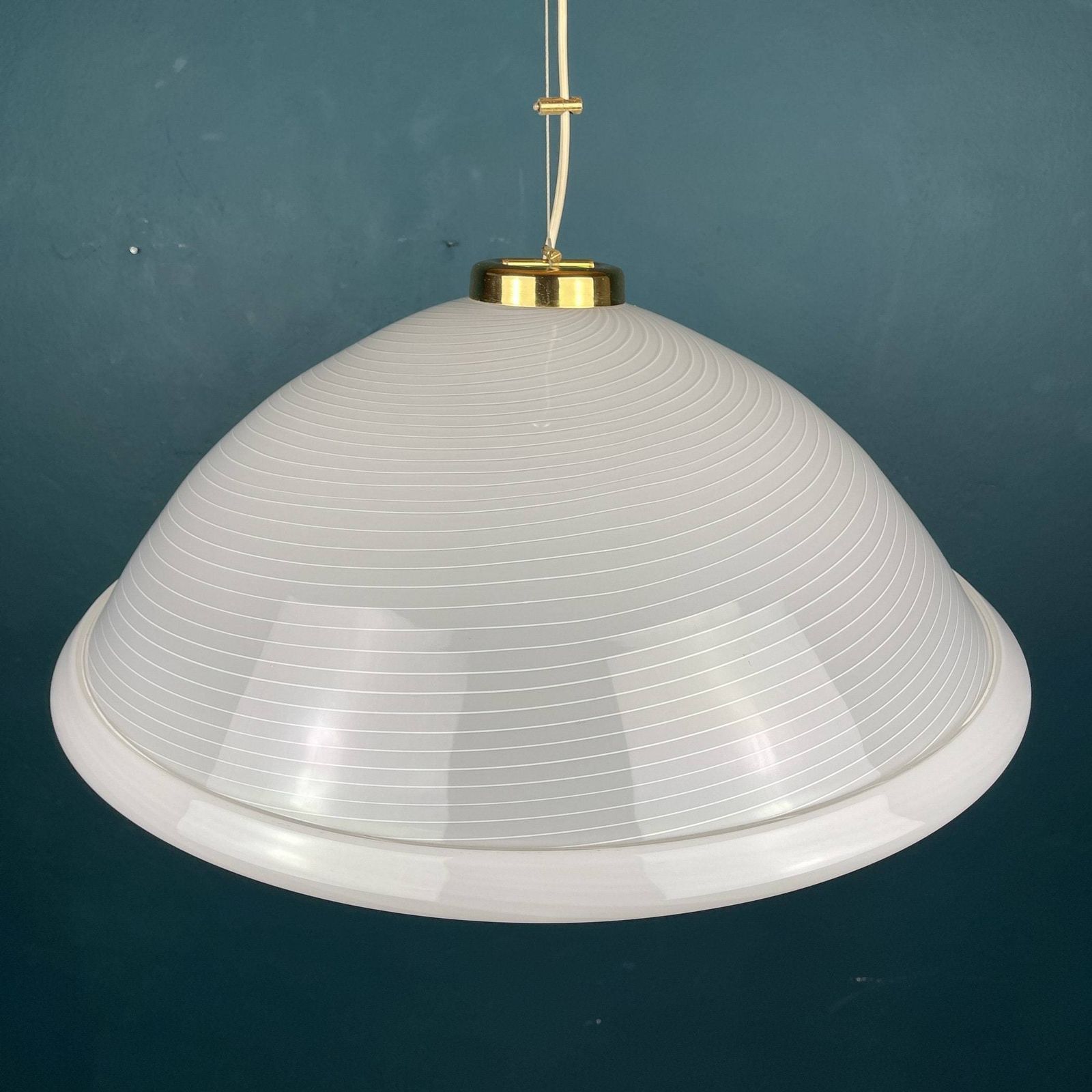 Vintage Large Swirl Murano Glass Pendant Lamp Italy 80s White Mid Century Lighting Vintage Murano Chandelier