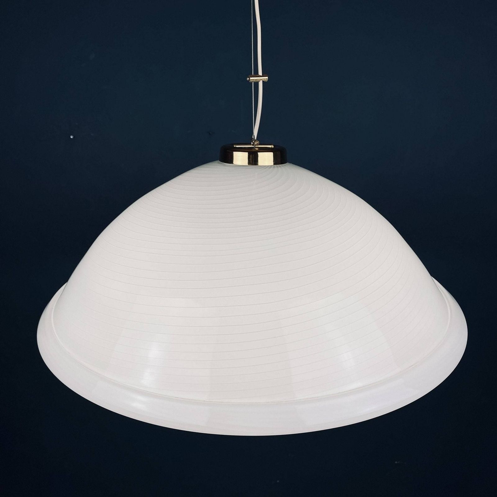 Vintage Large Swirl Murano Glass Pendant Lamp Italy 80s White Mid Century Lighting Vintage Murano Chandelier photo 470.0