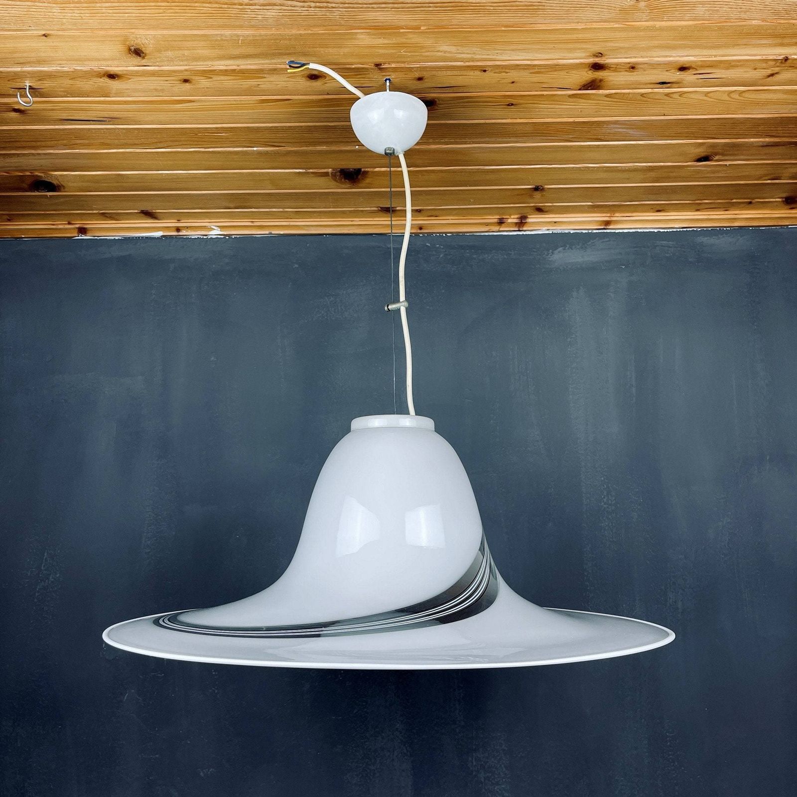 photo furniture Vintage Swirl Murano Glass Pendant Lamp Italy 1970s Mid Century Light Space Age