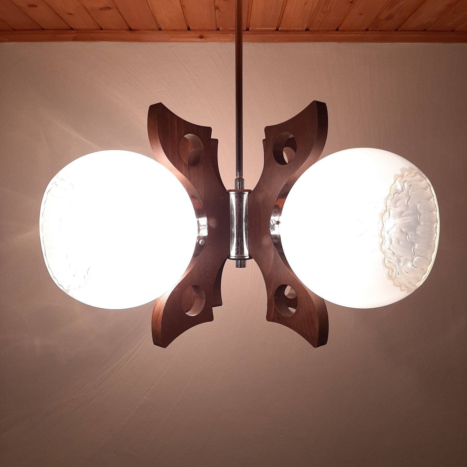 photo furniture Mid Century Design Mazzega Murano Glass Pendant Lamp 70s Yugoslavia Space Age White Murano Art Glass Bowls