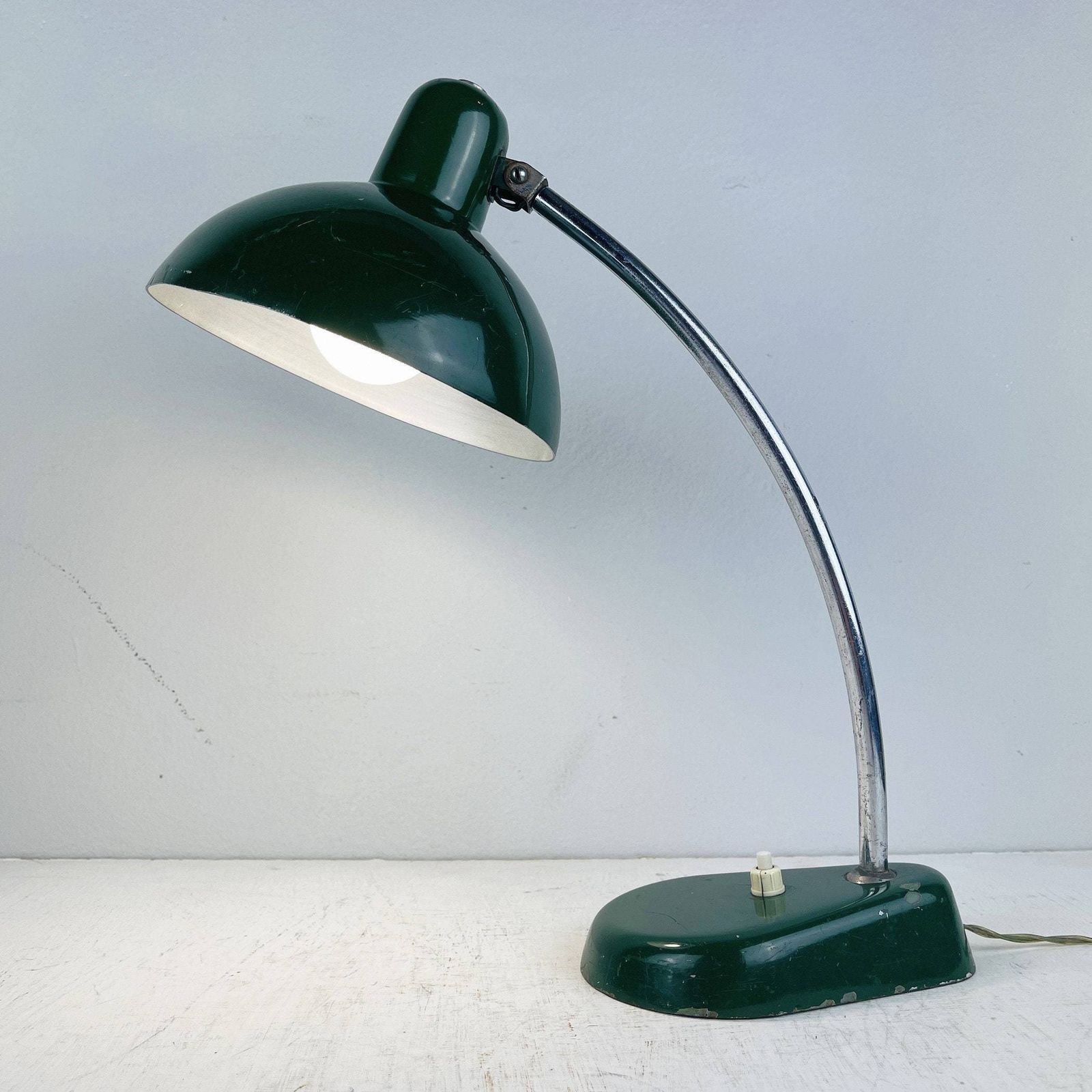 Mid Century Metalen Bureaulamp – Ministerial Lamp A.R. Torino, Italië, Jaren 1950, Groene Kantoorlamp photo buy
