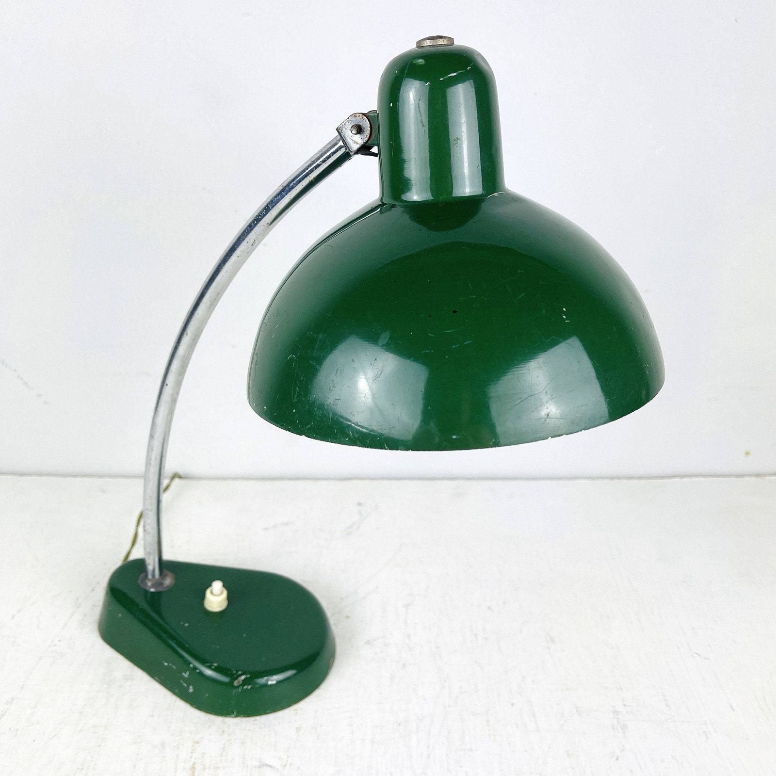 Mid Century Metalen Bureaulamp – Ministerial Lamp A.R. Torino, Italië, Jaren 1950, Groene Kantoorlamp photo vintage