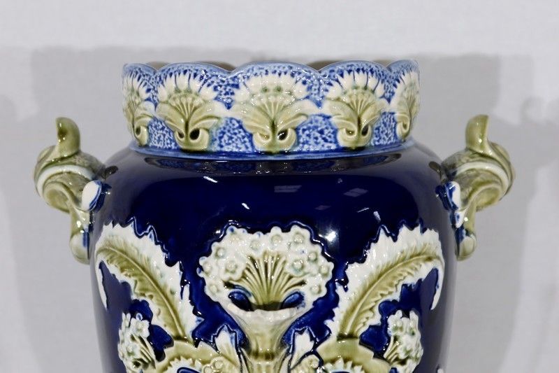 Important Earthenware Vase, Faïencerie De Fives Lille   Early 20th Century photo vinterior