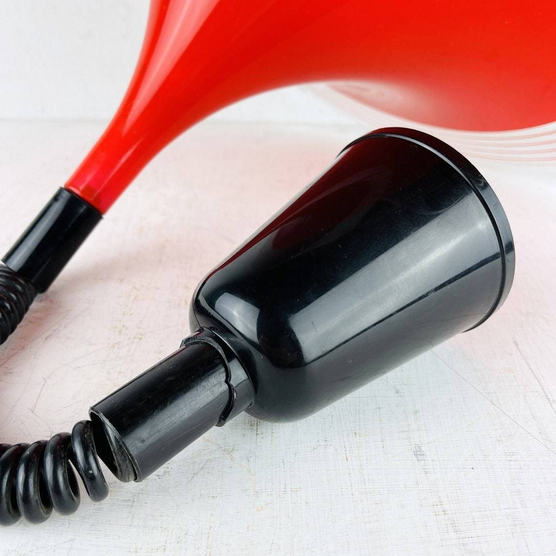 photo for sale Mid Century Red Plastic Pendant Lamp Albatros Meblo Yugoslavia 1970s Space Age Atomic