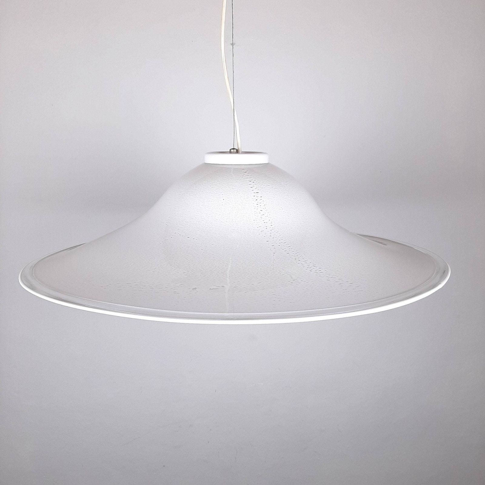 Xl Mid Century White Murano Glass Pendant Lamp Italy 1970s Retro Lighting Space Age photo furniture