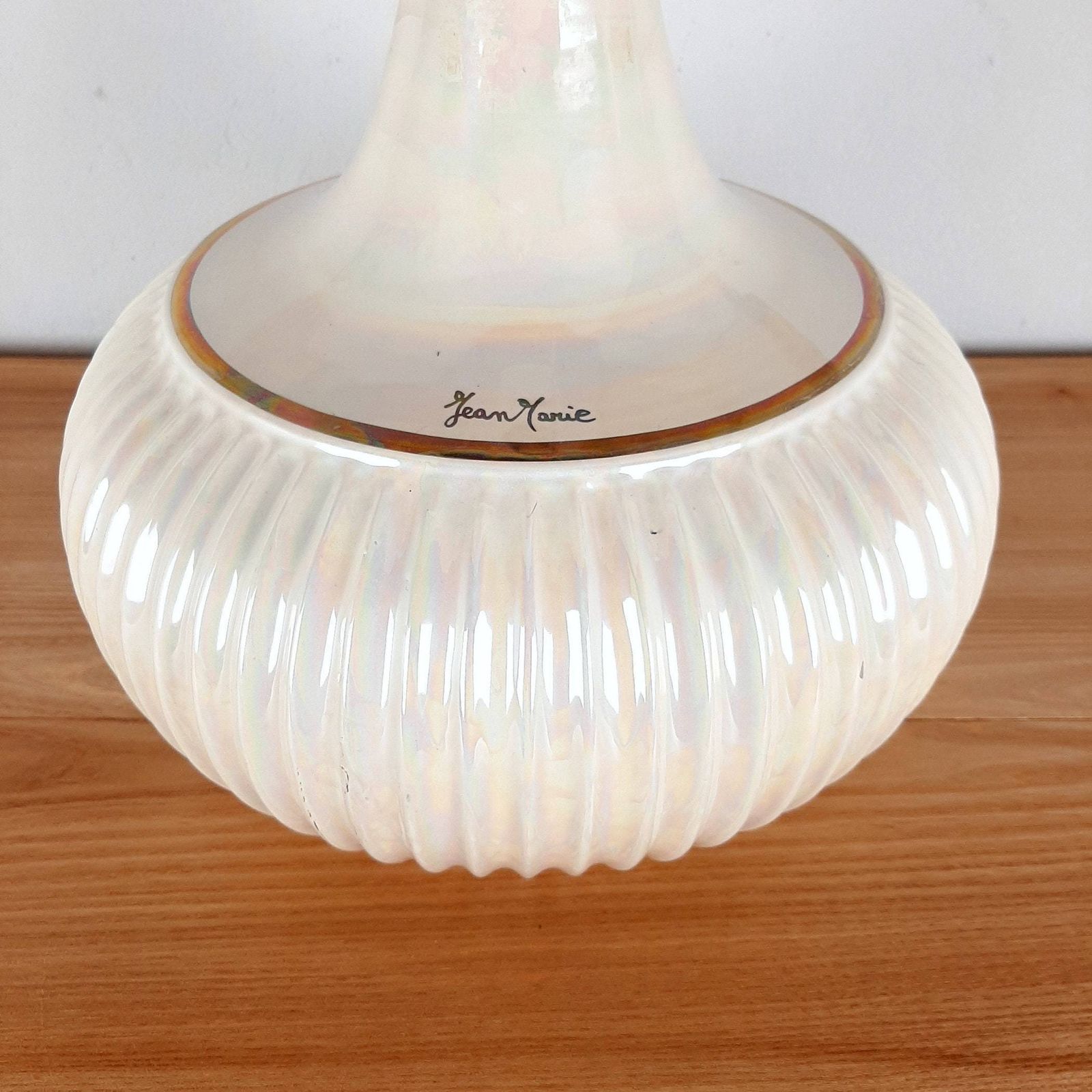 Retro Nacre Table Lamp Jean Marie Italy 1970s Mid Century Light photo for sale