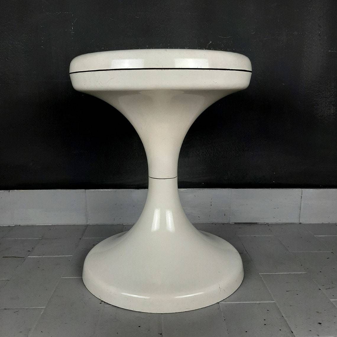 Mid Century White Plastic Stool Jurcek By Finzgar   Zorman For Meblo Yugoslavia 1970s Mushroom Stool Space Age Tabouret