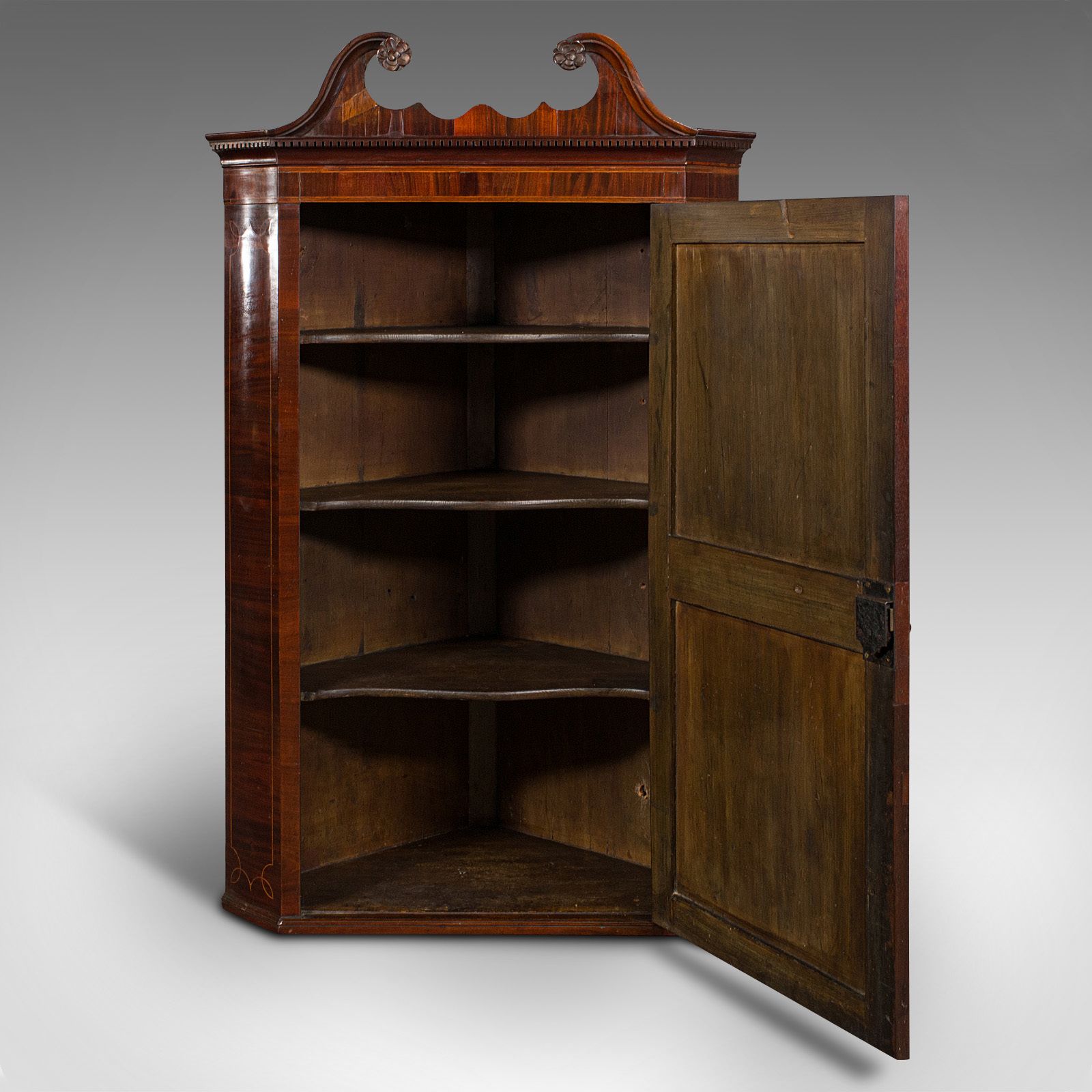 Antique Corner Cabinet, English, Flame Mahogany, C.1760 photo Furniture