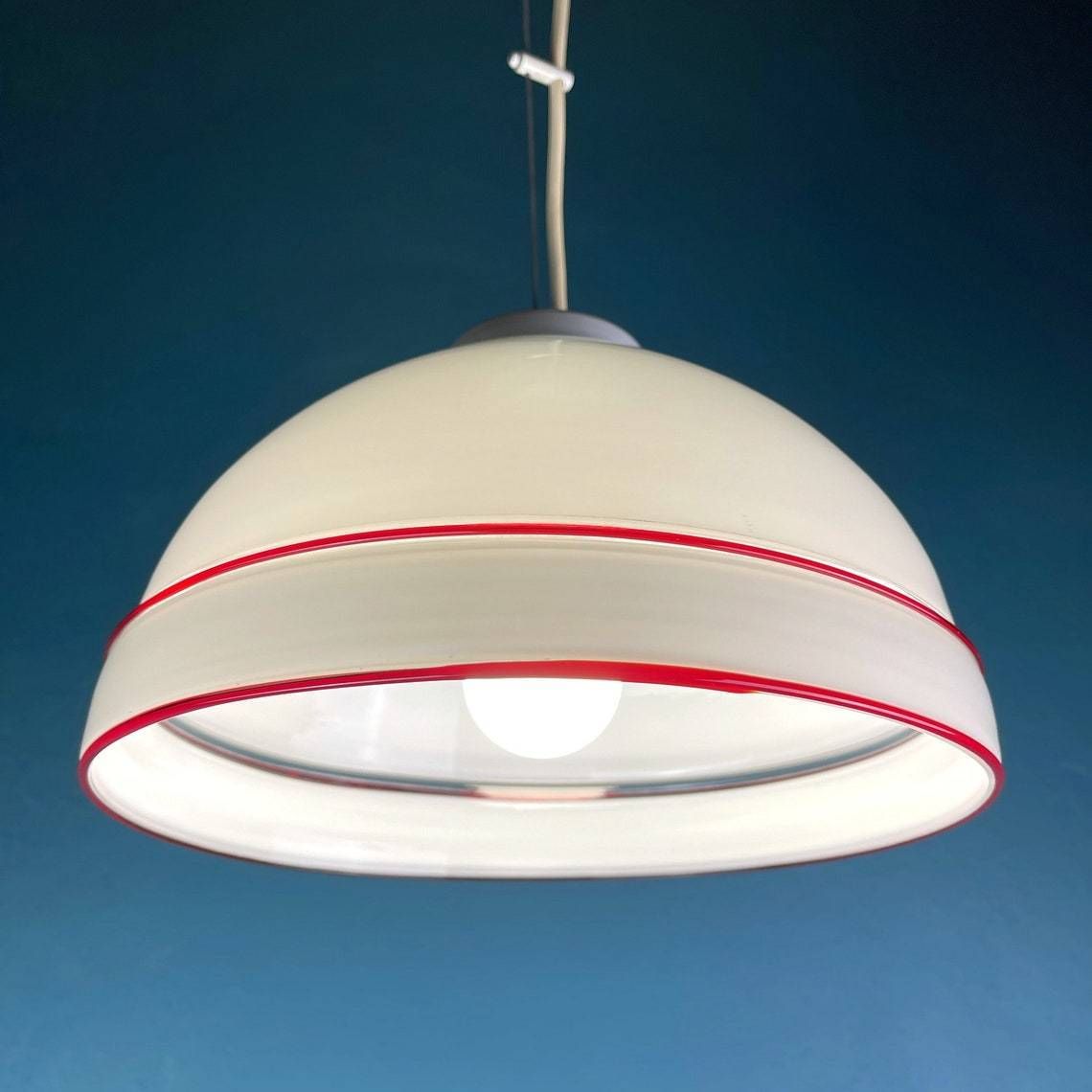 Murano Glass Pendant Lamp Italy 70s Mid Century Lighting Home Decor White Space Age photo 282.0