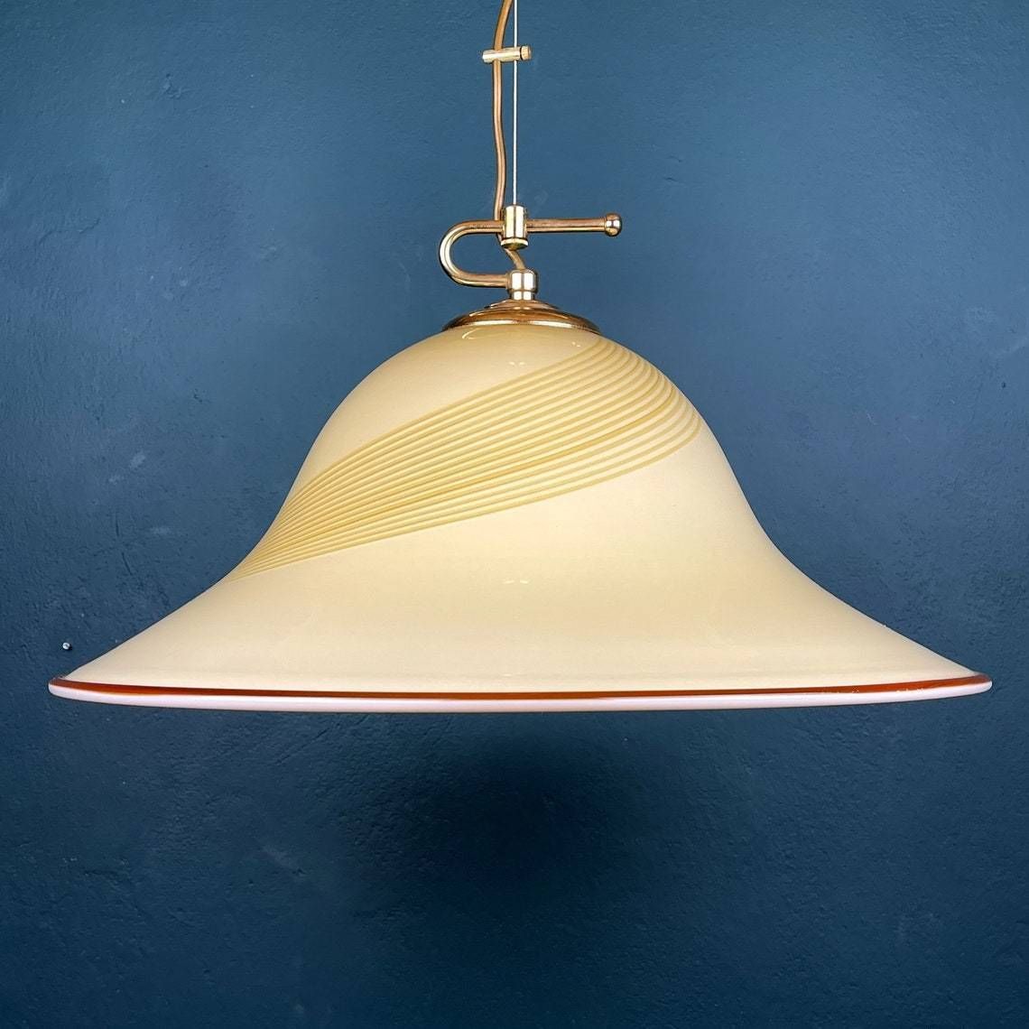 Vintage Beige Murano Glass Pendant Lamp By De Majo Italy 1970s Mid Century Lighting Retro Home Decor photo buy