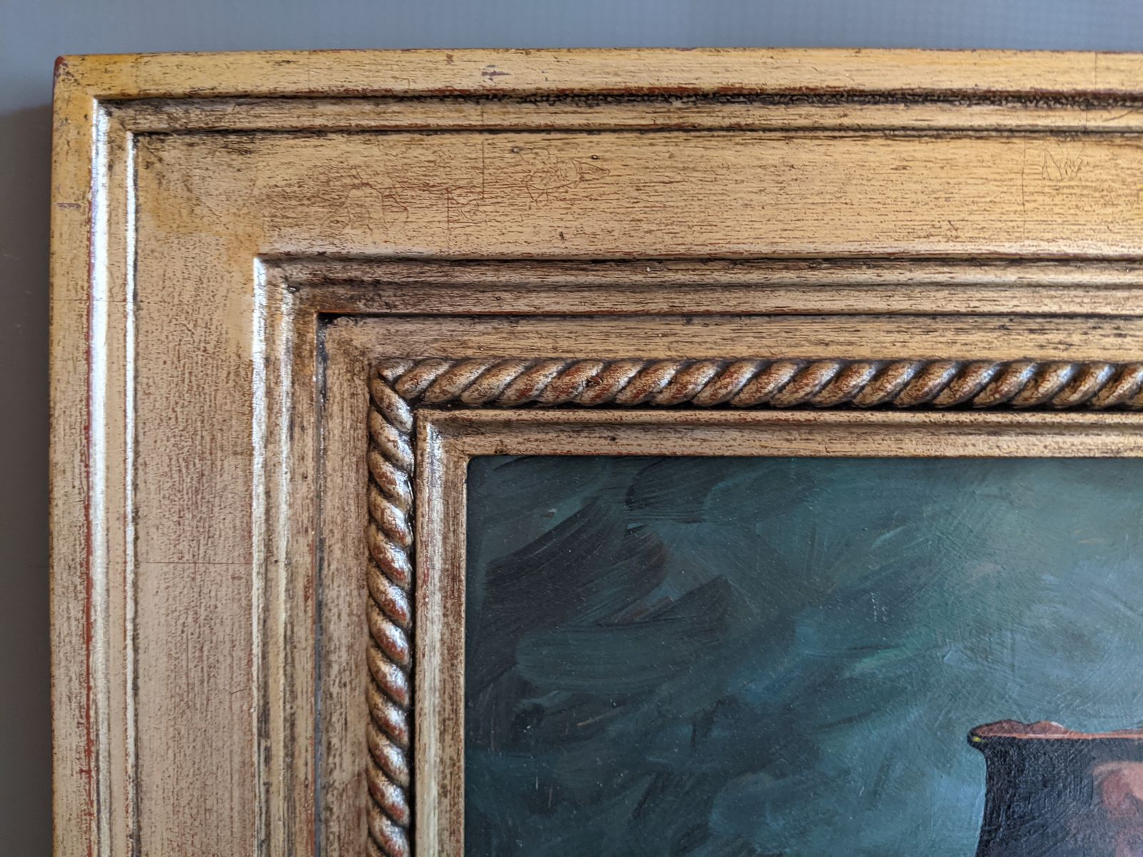 Acrylic Still Life Painting By Roger Gorringe, In Antique Frame photo vinterior