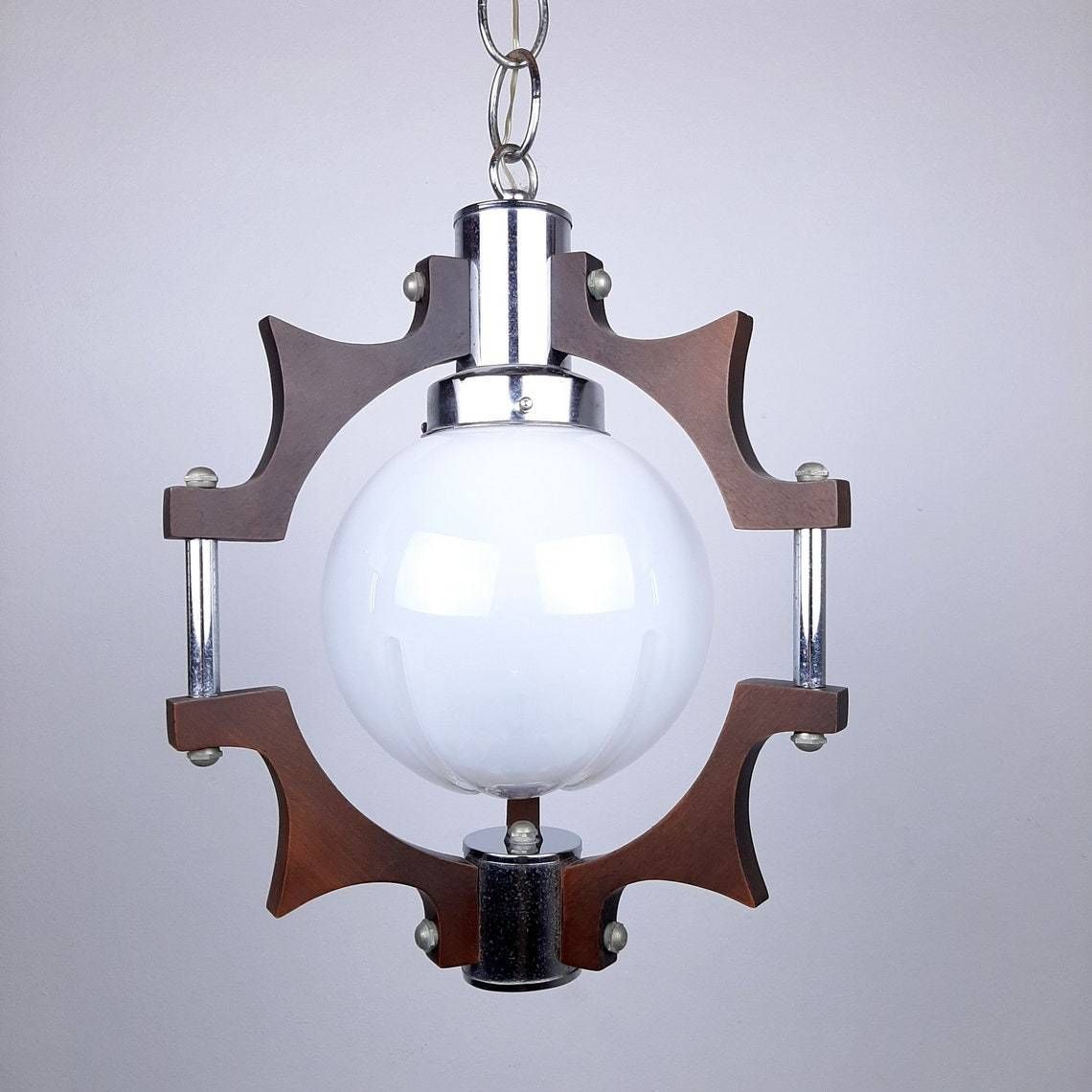 Mid Century Murano Glass Pendant Lamp Mazzega Italy 1970s Geometric Chandelier Retro Ceiling Lamp Space Age