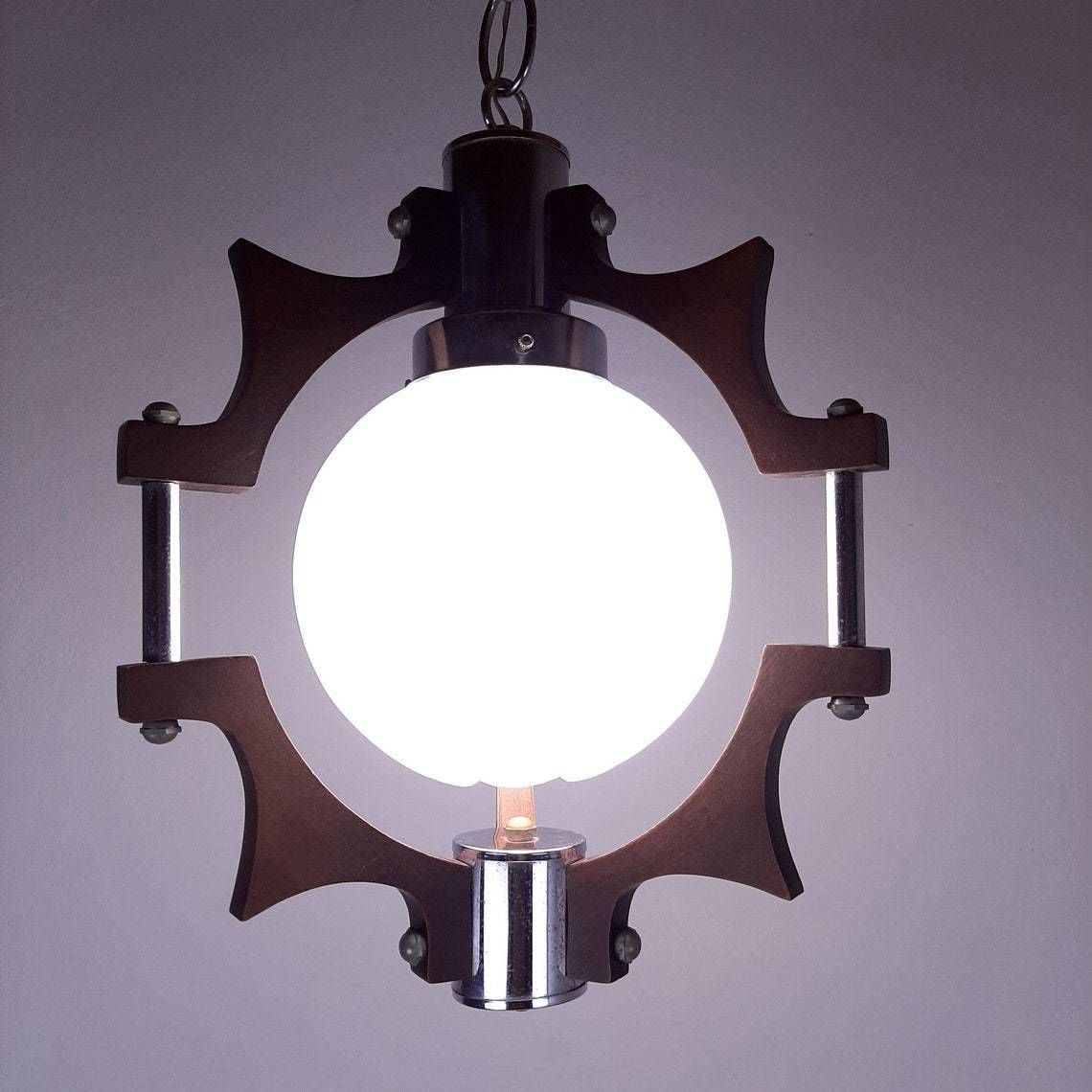 Mid Century Murano Glass Pendant Lamp Mazzega Italy 1970s Geometric Chandelier Retro Ceiling Lamp Space Age photo for sale
