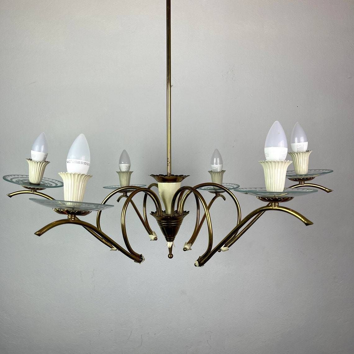Mid Century Chandelier Spider Chandelier By Pietro Chiesa For Fontana Arte Italy 1940s Romantic Chandelier Brass And Glass Ceiling Light photo furniture