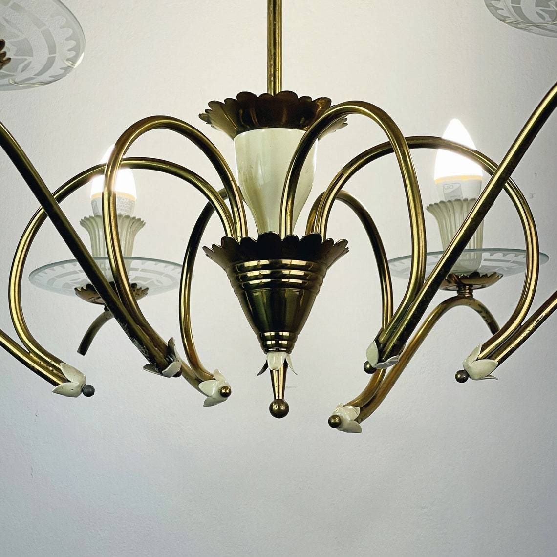 Mid Century Chandelier Spider Chandelier By Pietro Chiesa For Fontana Arte Italy 1940s Romantic Chandelier Brass And Glass Ceiling Light photo buy