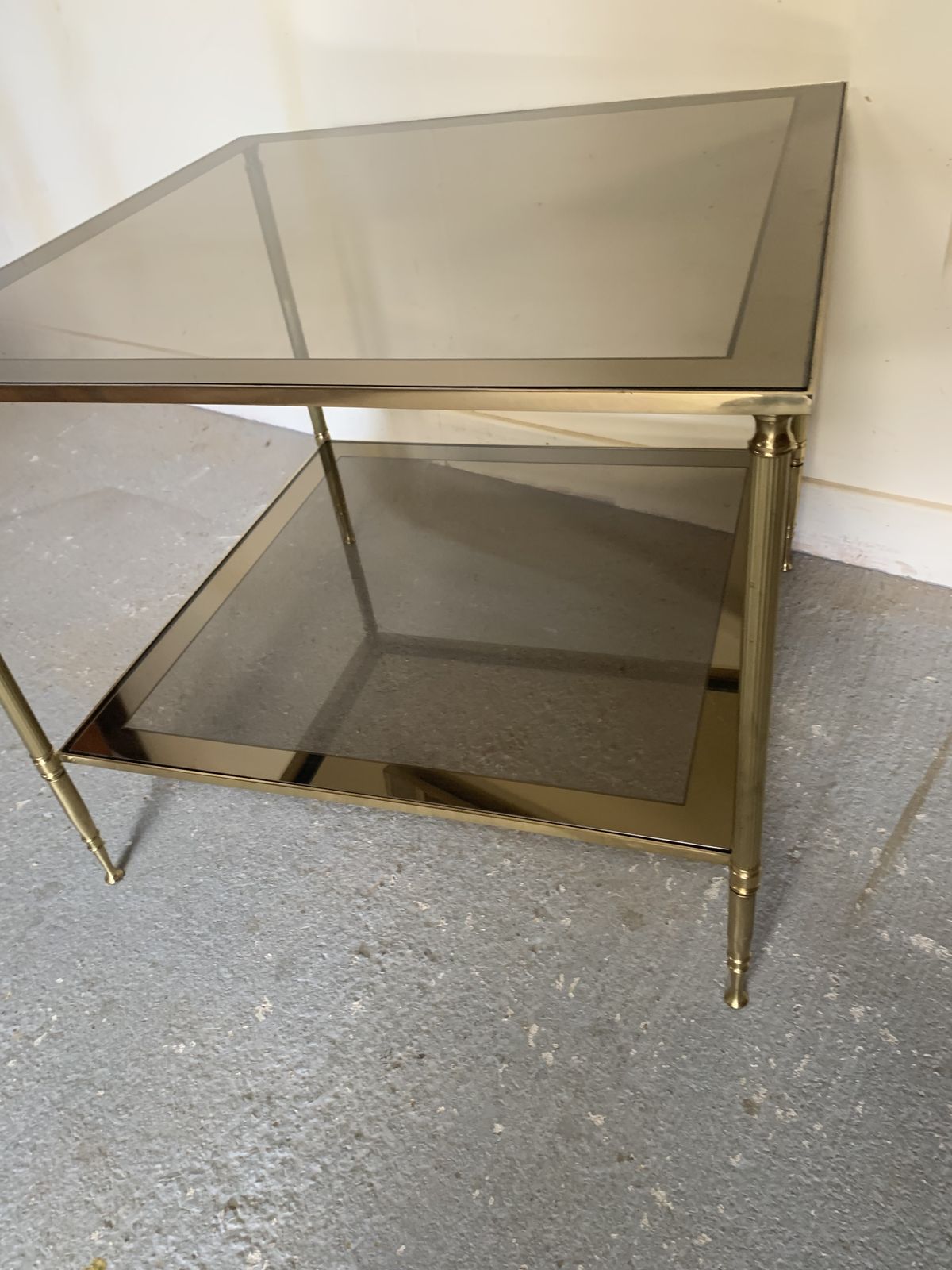 Hollywood Regency Brass Ad Glass Italian Coffee Table photo furniture