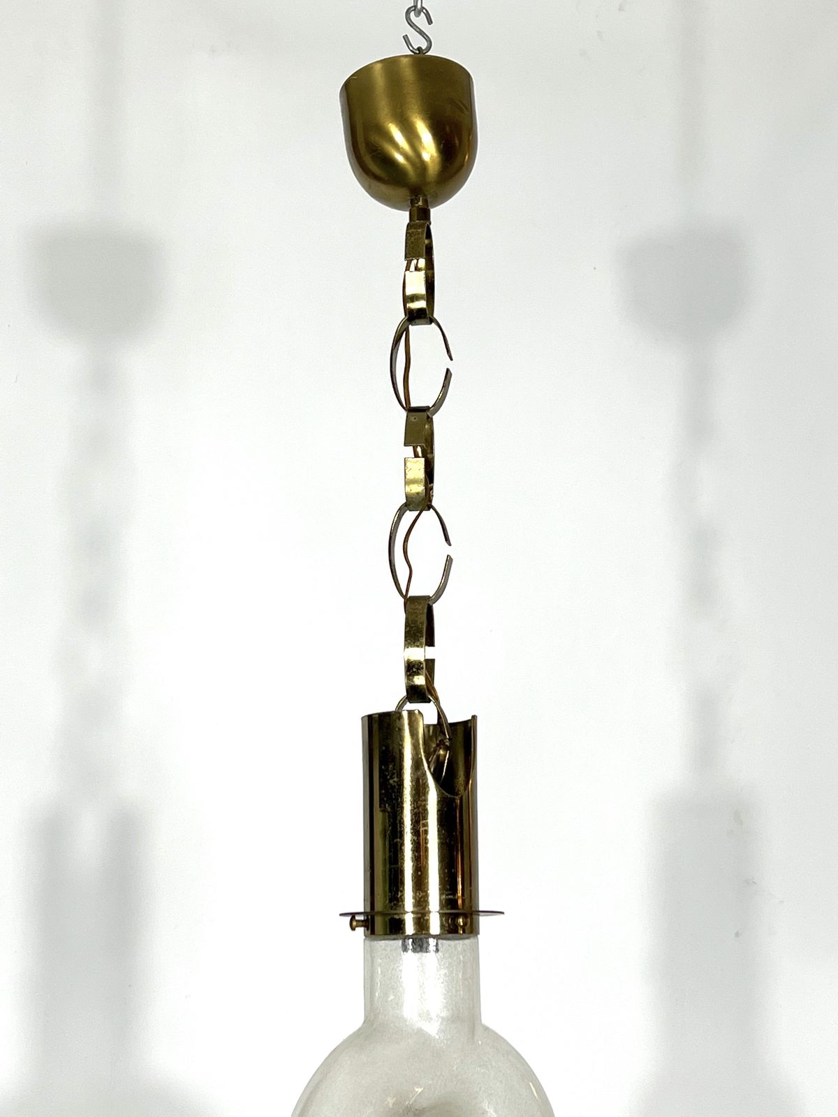 Mid Century Modern Brass And Pulegoso Chandelier By Carlo Nason photo buy