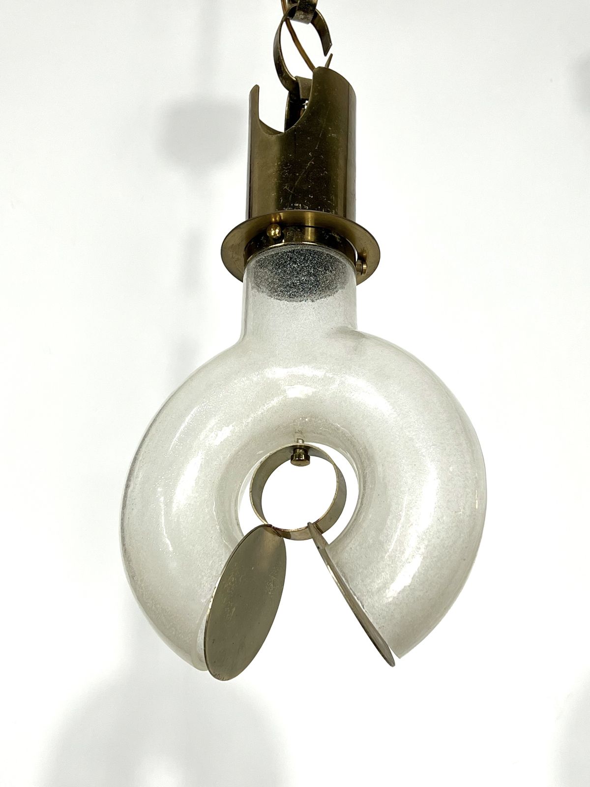 photo for sale Mid Century Modern Brass And Pulegoso Chandelier By Carlo Nason