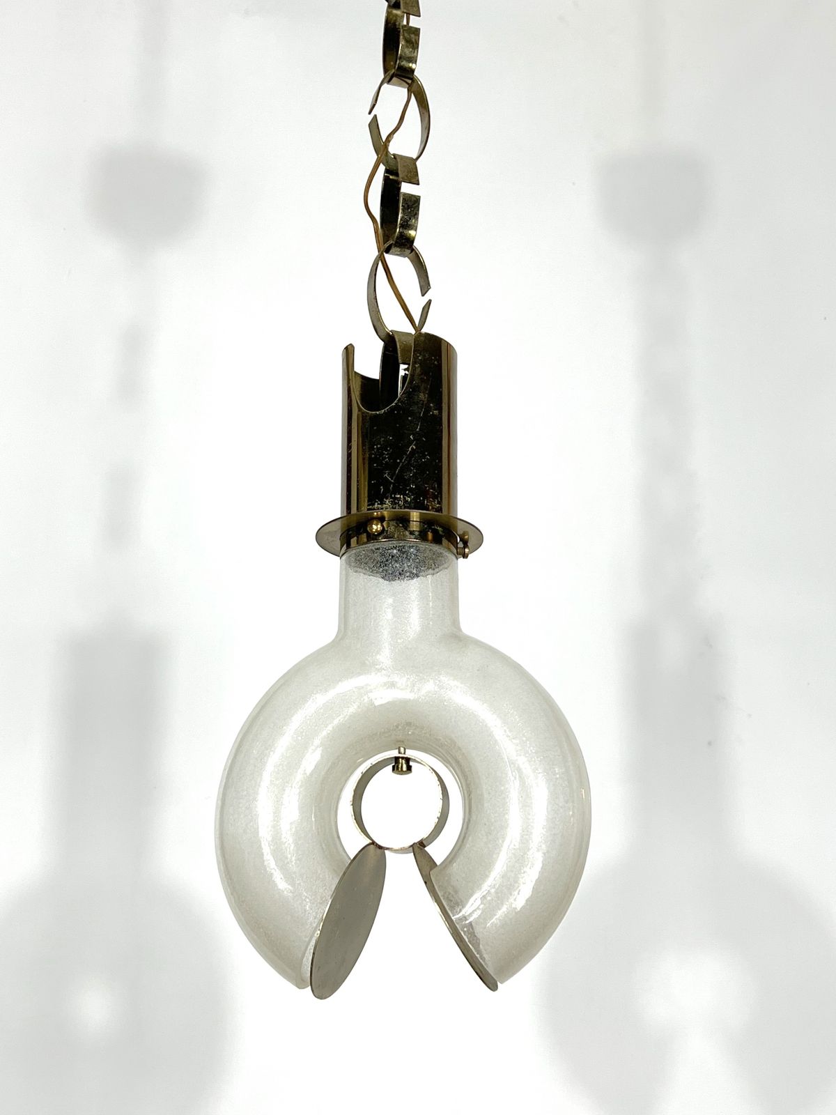 photo buy Mid Century Modern Brass And Pulegoso Chandelier By Carlo Nason