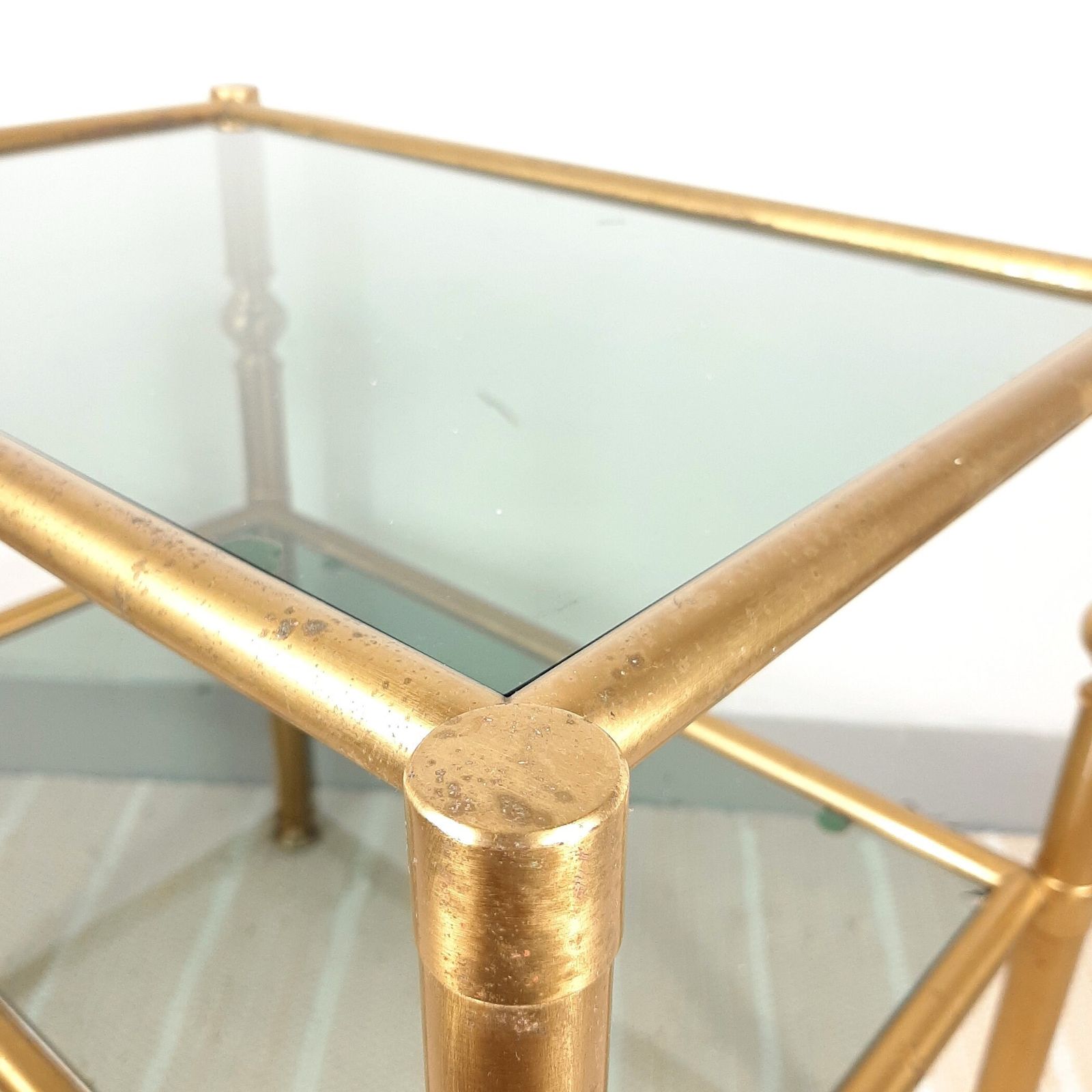 Vintage Coffee Table Italy '70s Retro Decor Mid Century Drink Table Retro Serving Table Art Deco Smoked Glass & Brass Table photo buy