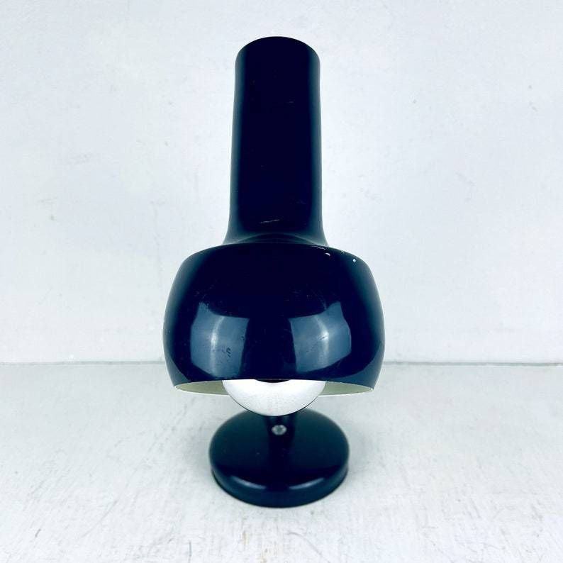 Mid Century Goose Blue Desk Lamp Italy 1970s Metal Retro Table Lamp photo 176.0