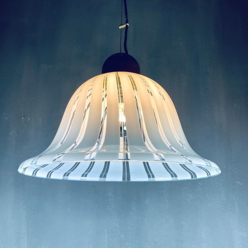 Vintage Murano White Pendant Lamp Italy 1970s Italian Mid Century Lighting Retro Home Decor photo buy