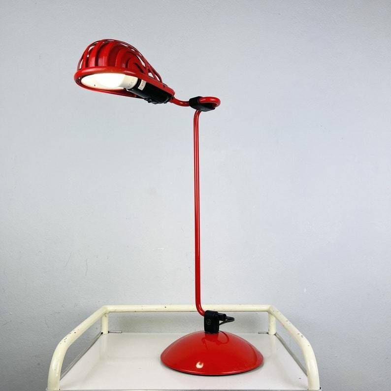 Mid Century Red Desk Lamp Igloo By Tommaso Cimini For Lumina Italy 1980s photo furniture