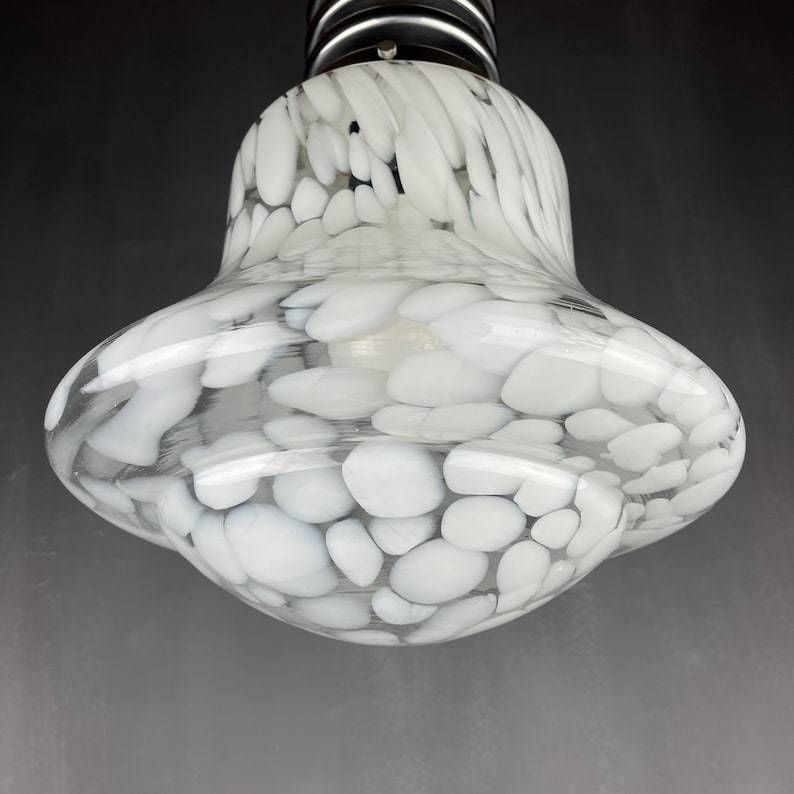 Mid Century White Murano Pendant Lamp Designed By Carlo Nason For Mazzega Italy 1960s Space Age Atomic photo furniture