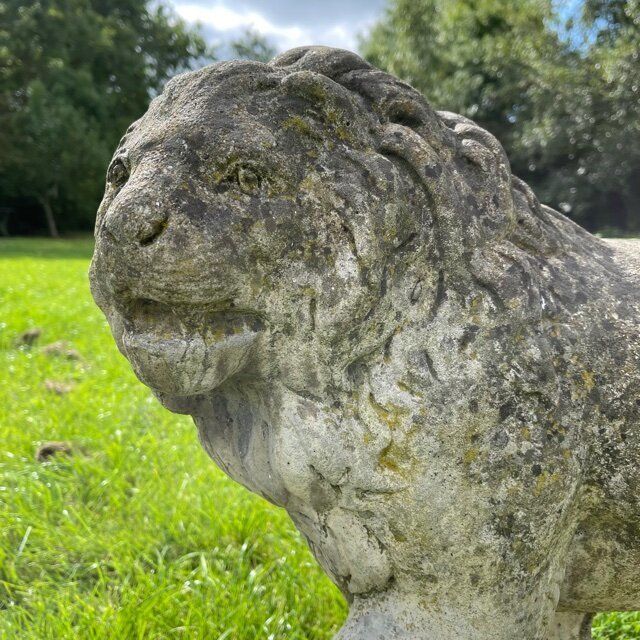 Pair Of English Large Cast Stone Medici Lions Circa 1910 photo 725.0
