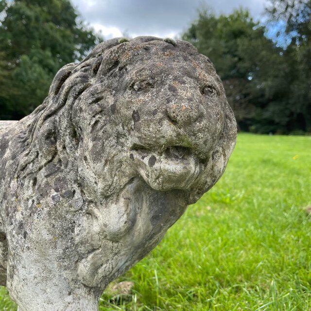 Pair Of English Large Cast Stone Medici Lions Circa 1910 photo vinterior