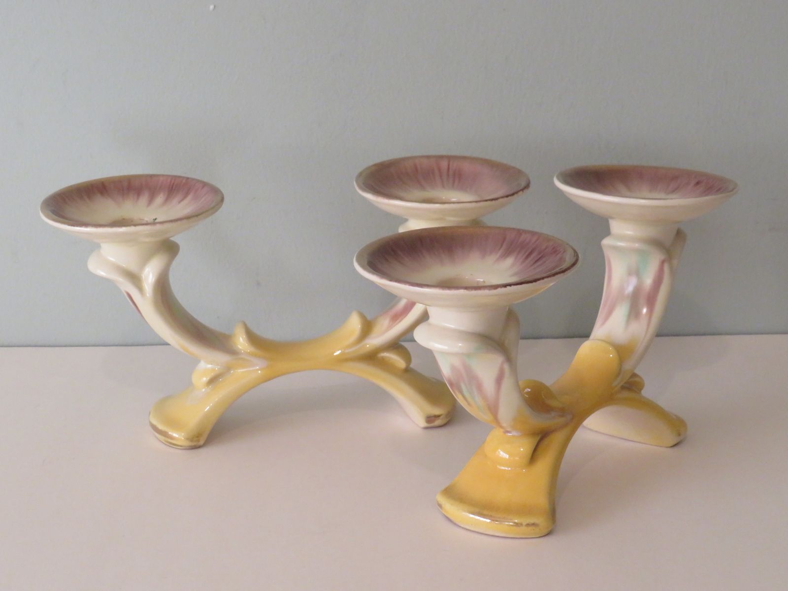 Early 20th Century Set Of 2 Candlesticks In Ceramic, France photo vinterior