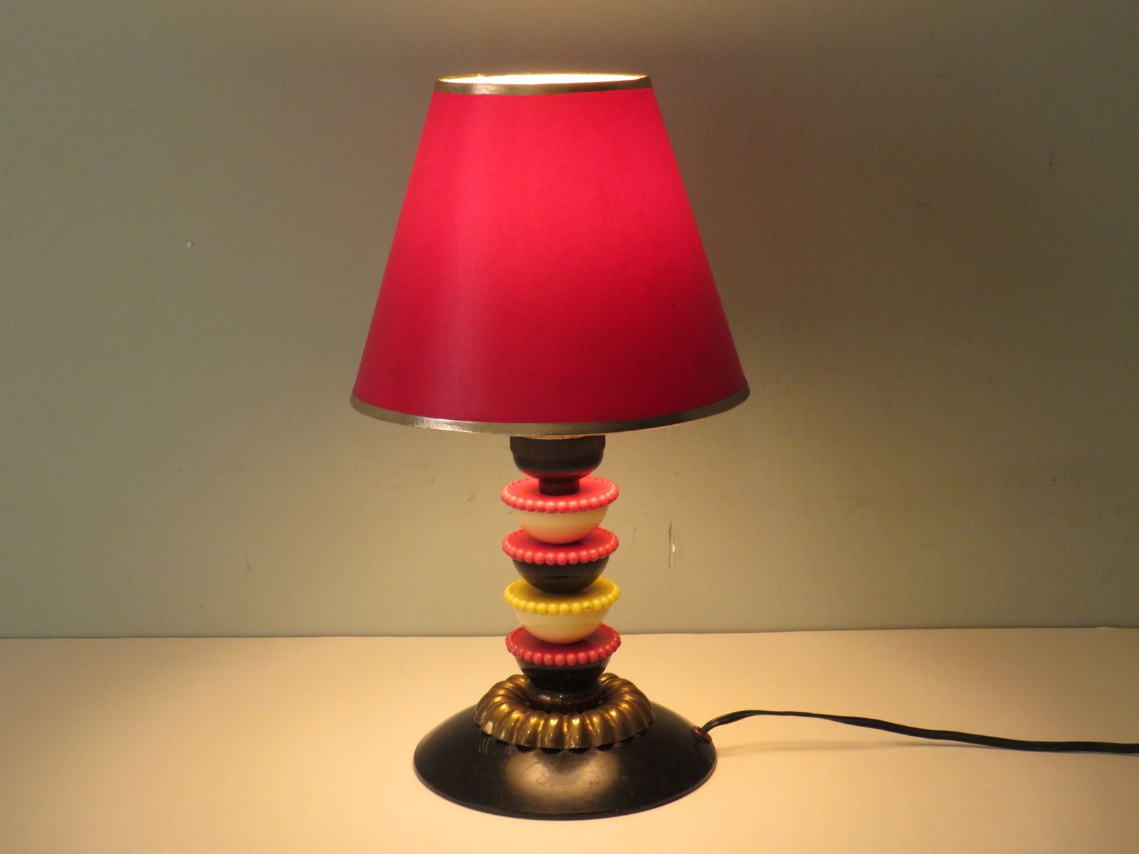 Small Table Lamp In Copper, Plastic And Bakelite, Early 20th Century, France.