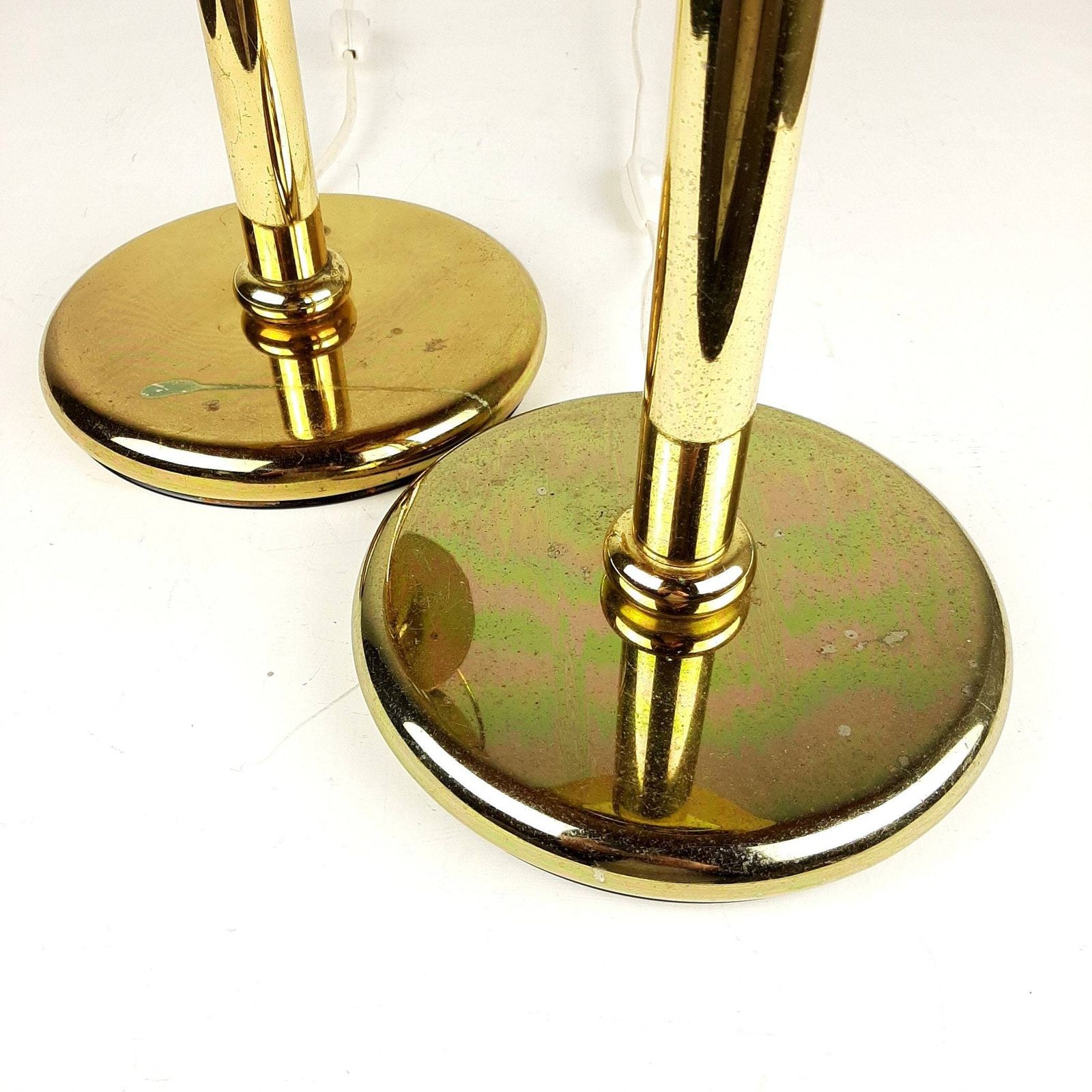 Pair Of Retro Gold Metal Table Lamp Sijaj Hrastnik Yugoslavia 1970s Mid Century Night Light Art Deco Lighting photo 190.0