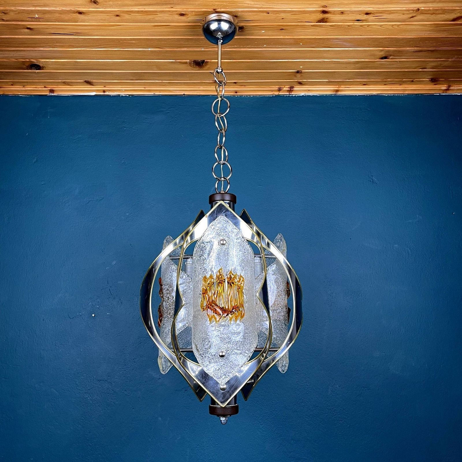 photo furniture Mid Century Amber Murano Chrome Chandelier Mazzega By Toni Zuccheri Italy 1970s Space Age Sputnik Atomic Design