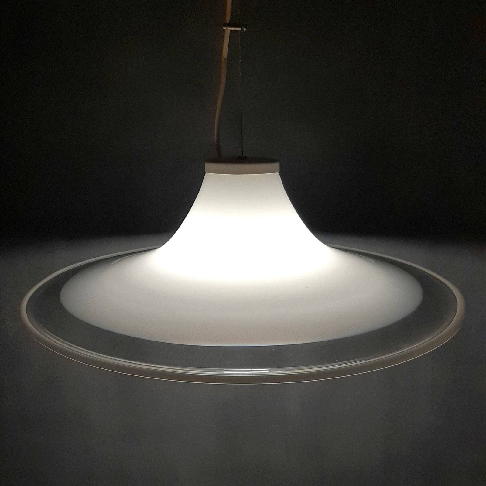 Murano Glass White Pendant Lamp Italy 1970s Mid Century Lighting Xl Ceiling Lamp photo buy