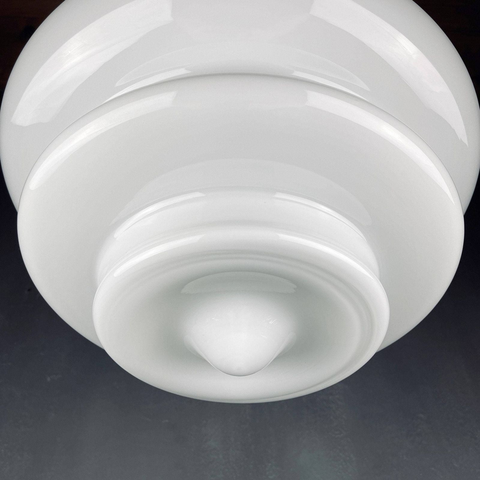 Large Mid Century Opaline White Glass Handing Lamp Italy 1960s Art Deco Italian Modern photo buy