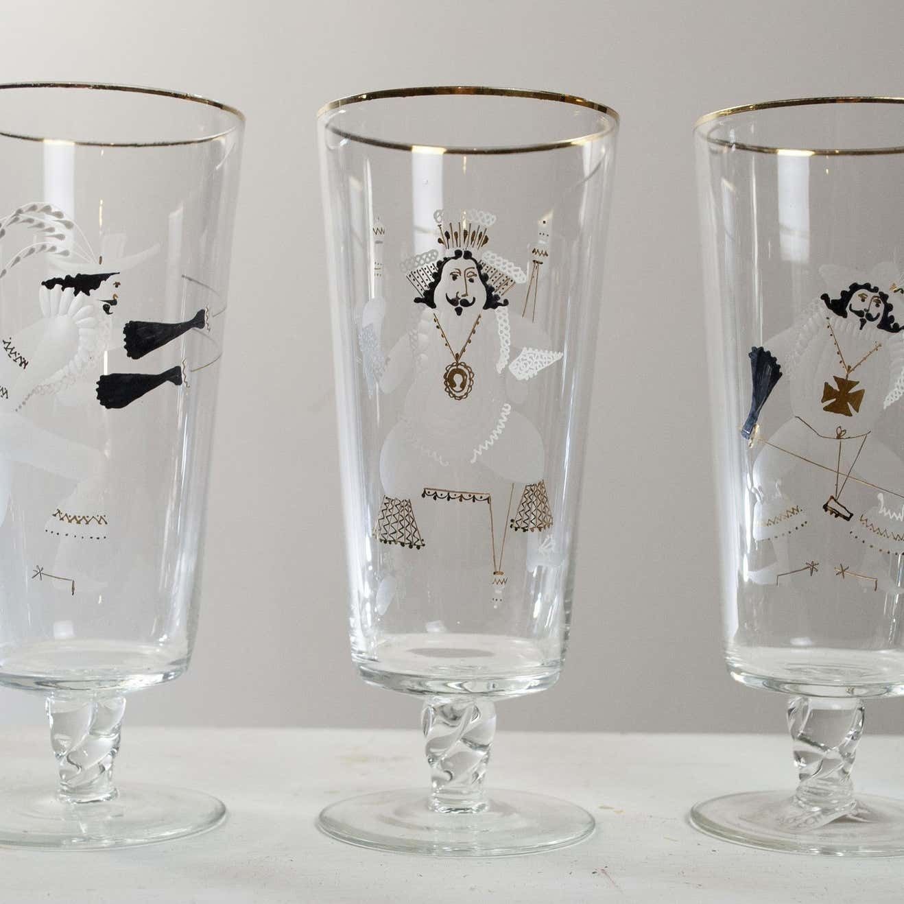 Set Of Four 60's Glasses French Production photo vinterior