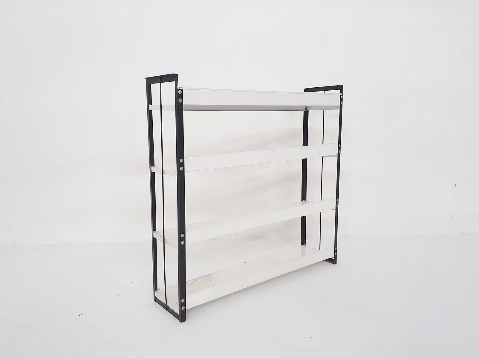 Black And White Metal Book Shelves Attrb. To Tomado, Holland, 1950's