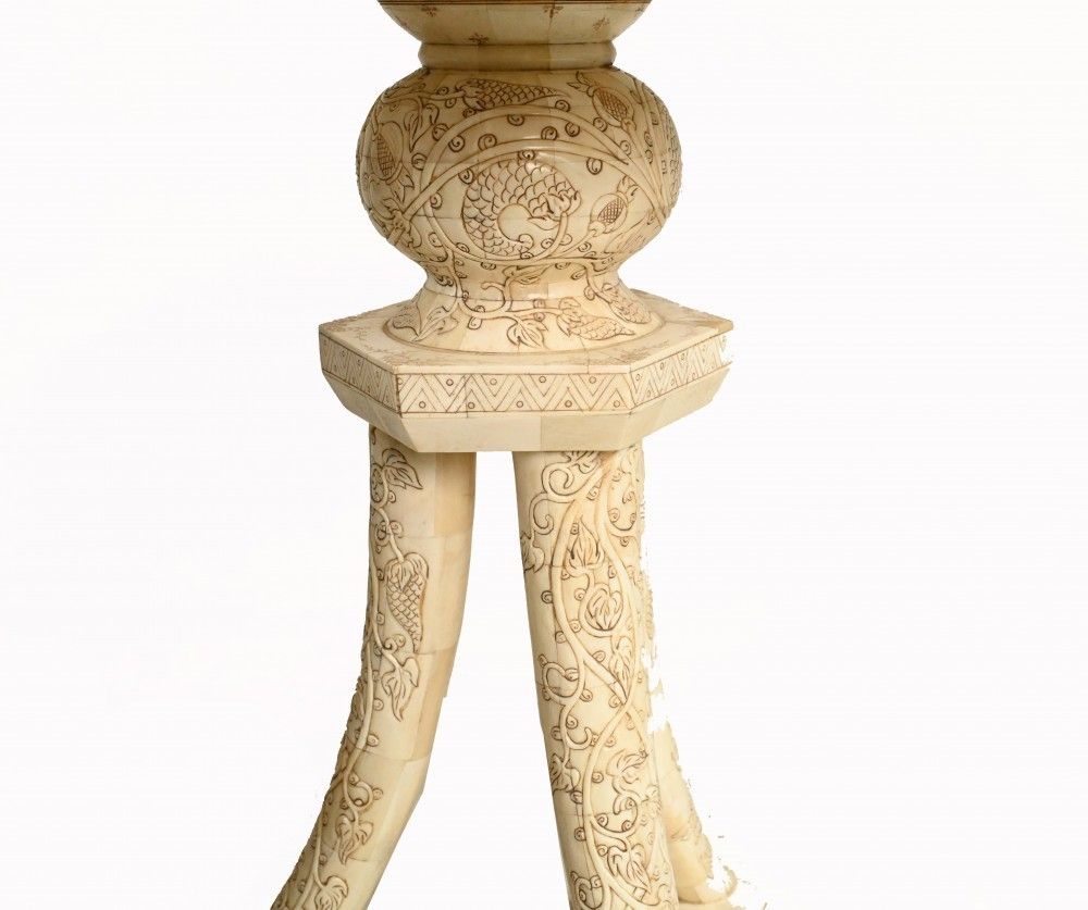 Pair Hand Carved Side Tables Indian Occasional Furniture photo furniture